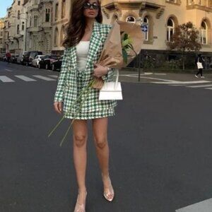 Zara tweed textured weave skirt